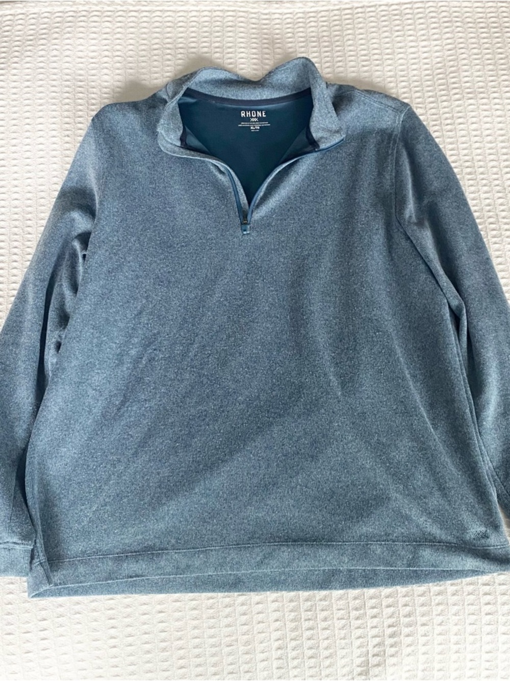 RHONE Men's Zip-Up Pullover Sweater - Heather Blue